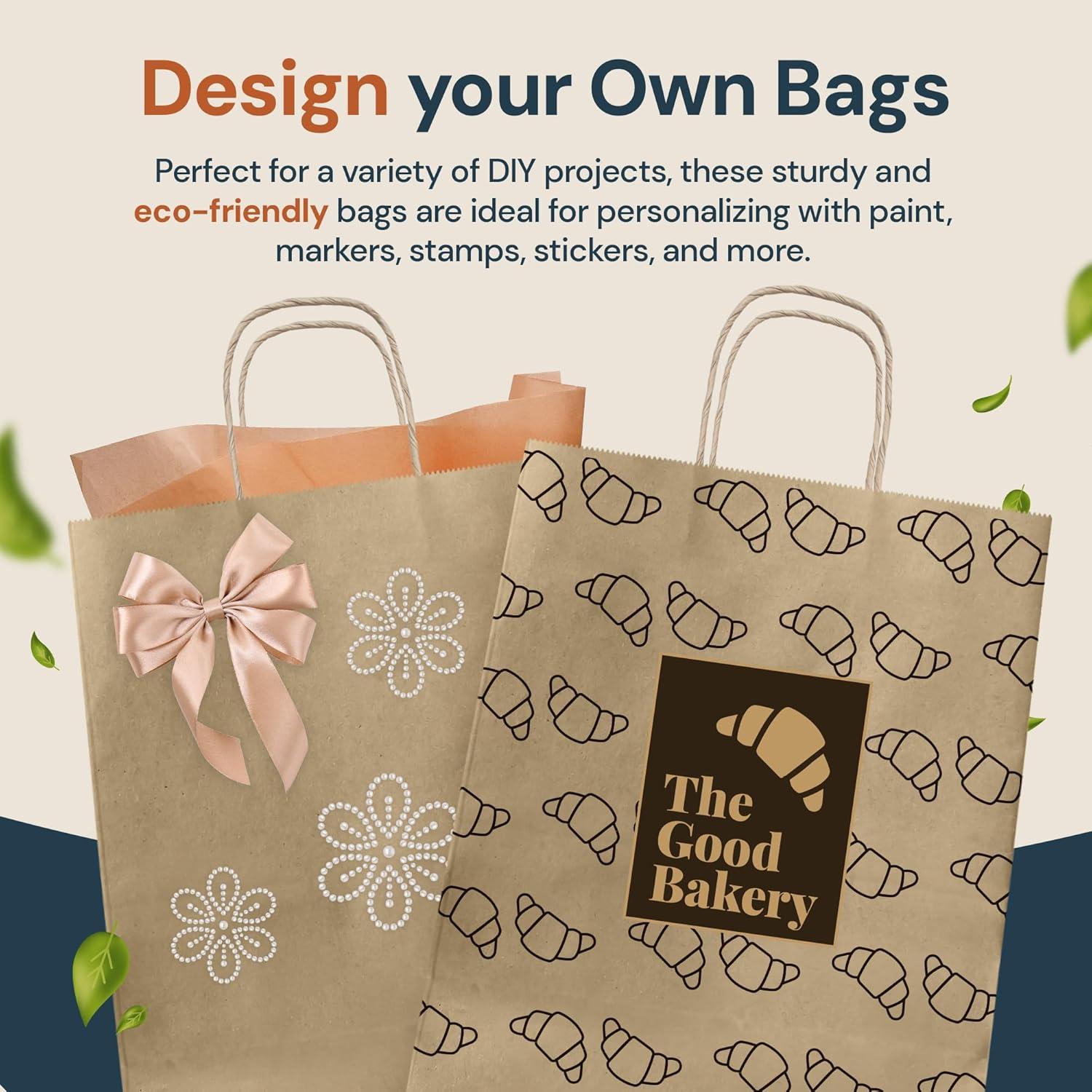 image:imageReli 10x5x13 in Brown Paper Bags with Handles 110 Pack Kraft Paper Shopping Bags with Twist Handles Bulk Ideal for Gifts Retail Shopping Merchandise Take OutTo Go Party Crafts