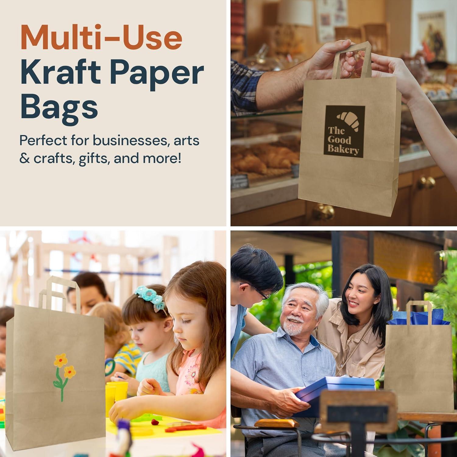 image:imageReli 10x5x13 in Brown Paper Bags with Handles 55 Pack Kraft Paper Shopping Bags with Flat Handles Ideal for Gifts Retail Shopping Merchandise Take OutTo Go Party Crafts