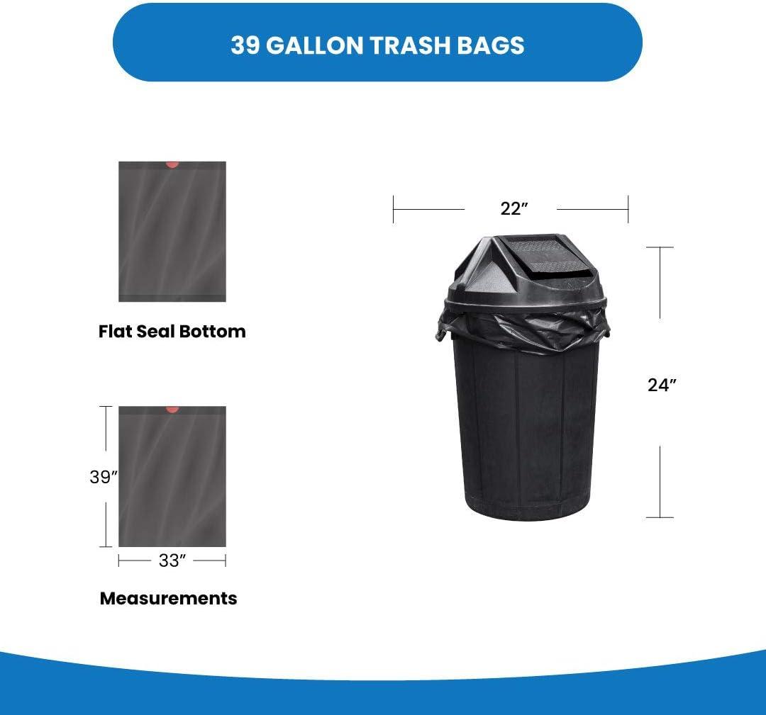 image:imageReli 39 Gallon Trash Bags Drawstring 100 Count Large 39 Gallon Heavy Duty Drawstring Trash Bags Garbage 39Gal Capacity Lawn Leaf 39Gal Black1 Count Pack of 100