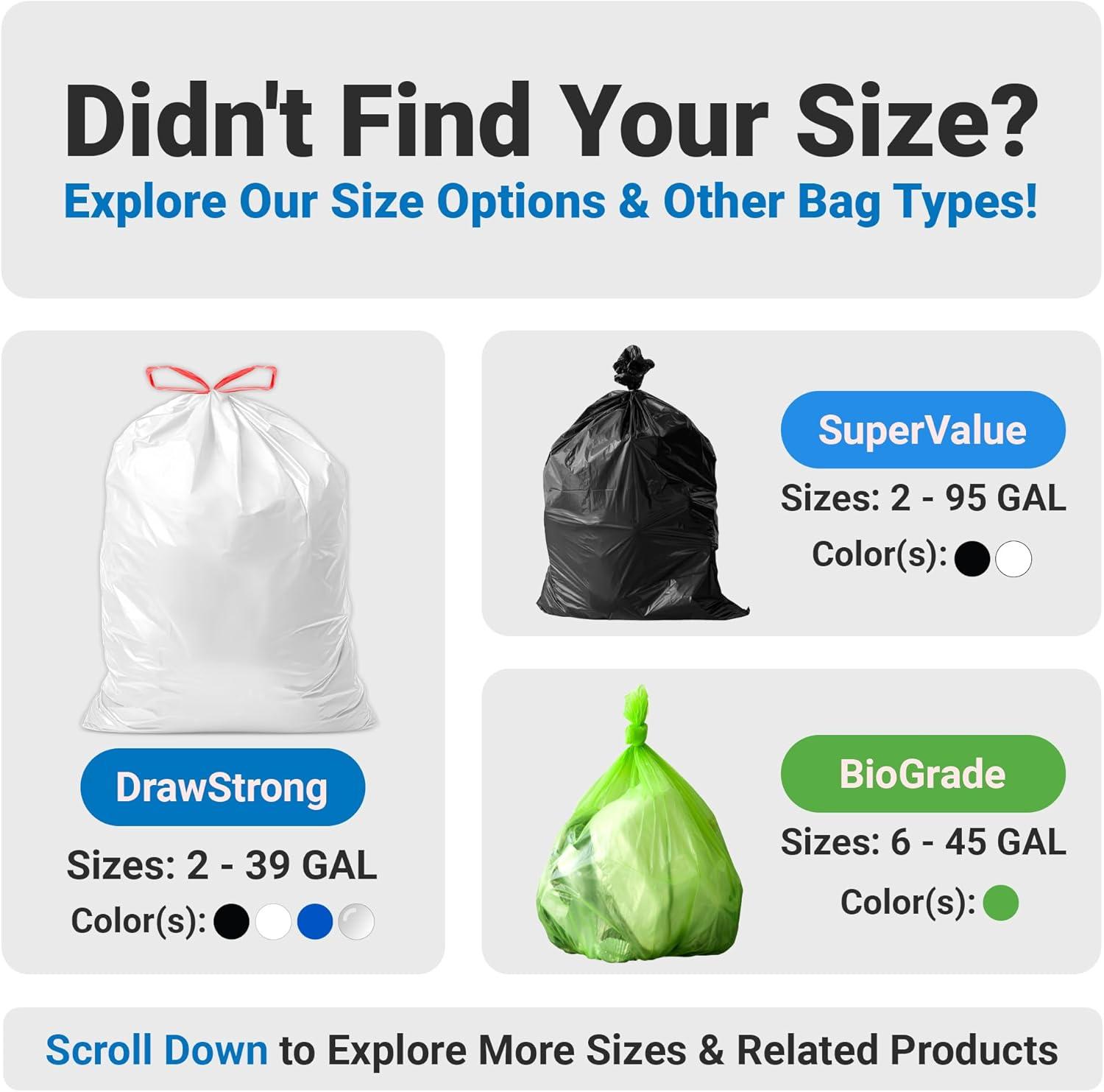 image:imageReli 810 Gallon Trash Bags Drawstring 125 Count Small Garbage Bags 10 Gallon Unscented Ideal for Bathroom Office Home White Trash Can Liners wDrawstring