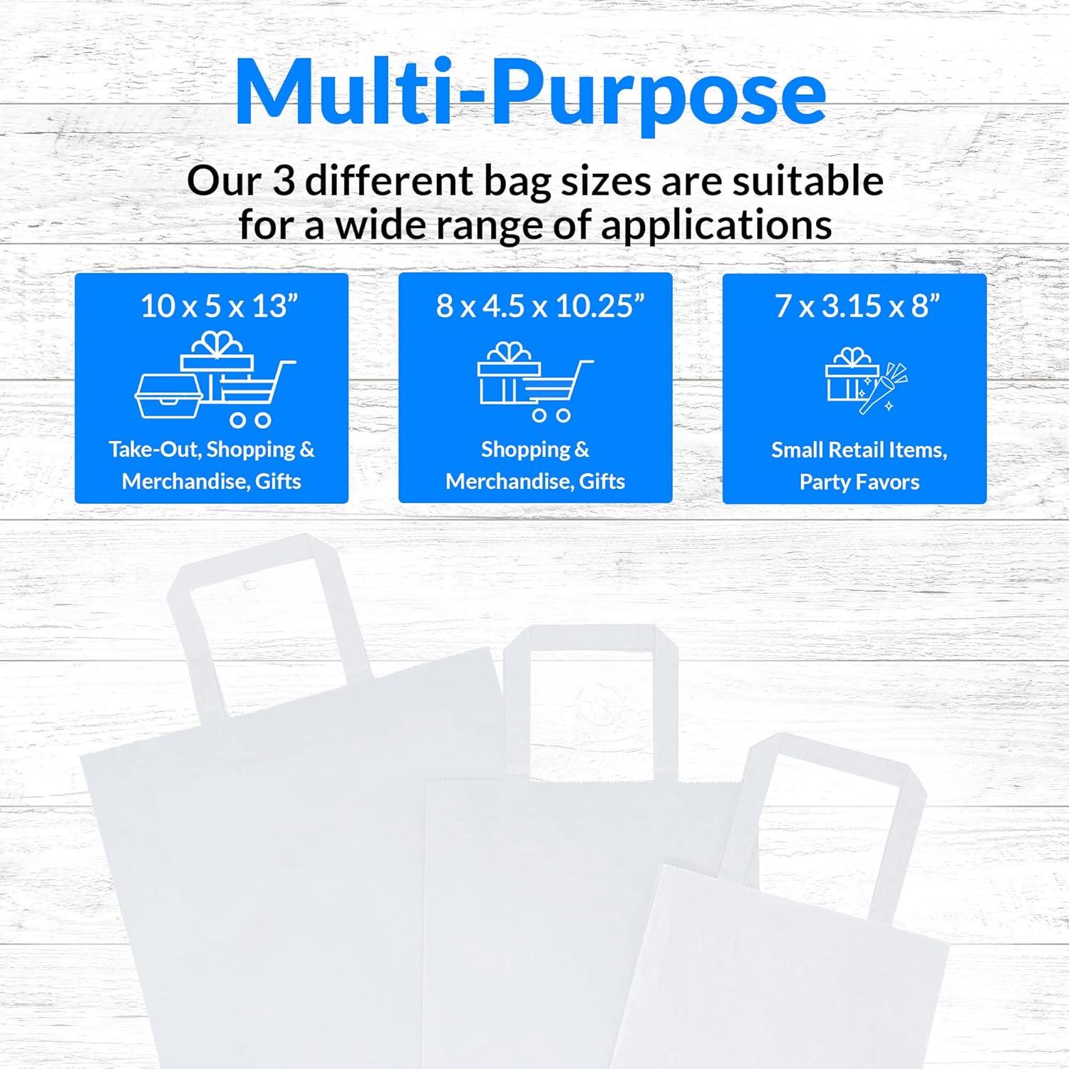 image:imageReli 90 Pack Assorted Sizes White Paper Bags wHandles 7x315x8 8x45x1025 10x5x13 30 Pcs Each Size Paper Bag Combo Pack Retail Shopping Gifts