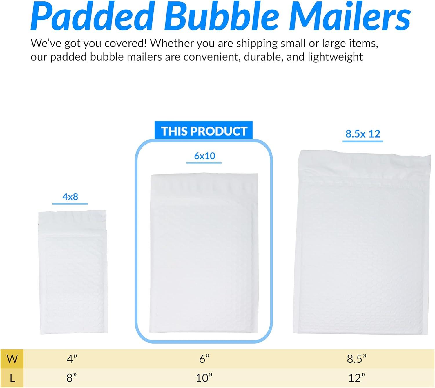 image:imageReli Bubble Mailers 6x10 in 80 Pack Bulk Made in USA White Poly Bubble MailersPadded Mailing Envelopes SelfSealing Polly Envelope Padded for Shipping Packages