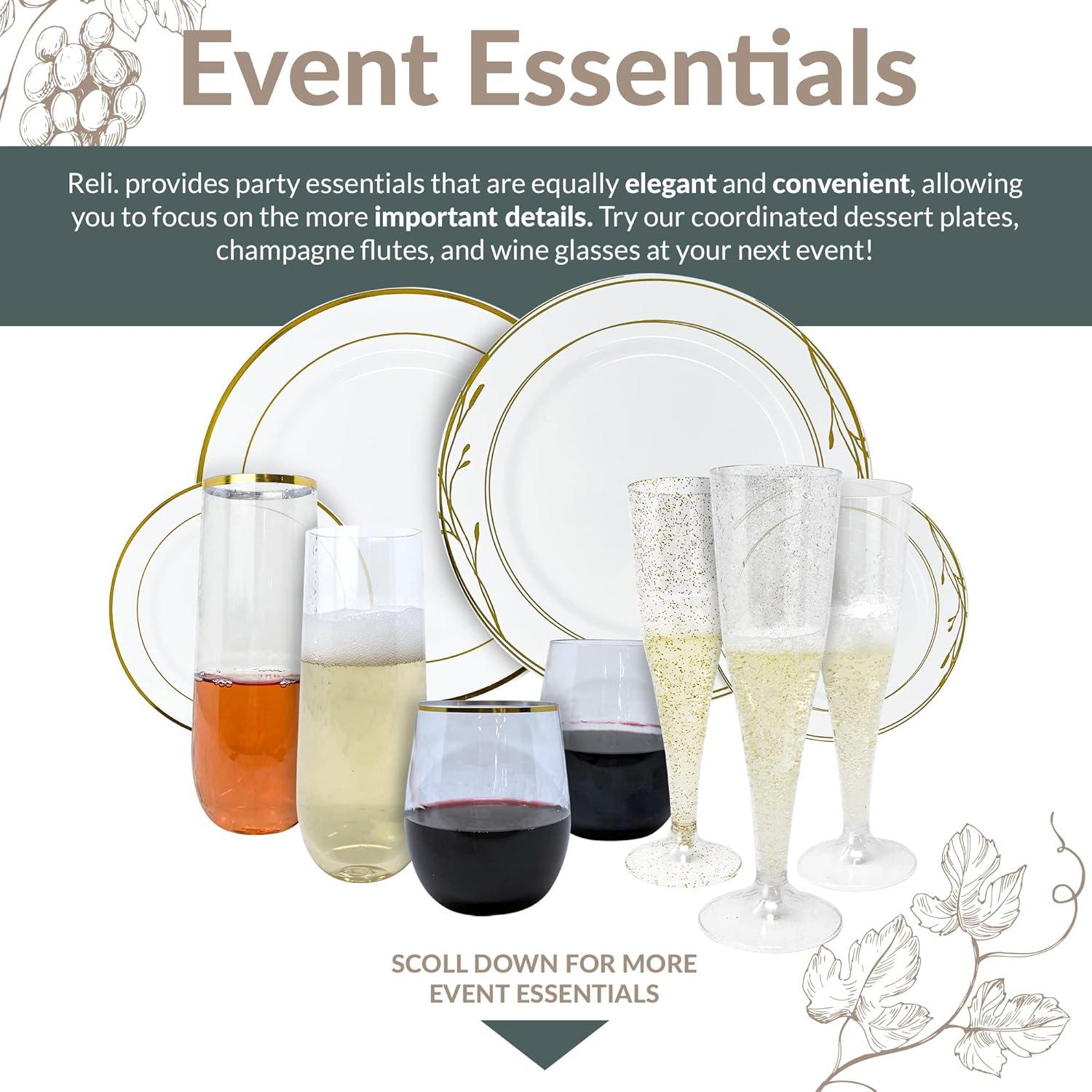image:imageReli Champagne Flutes Plastic 25 Pack 9 oz Clear Stemless Premium Plastic Champagne Flutes PartyPerfect for Celebrations
