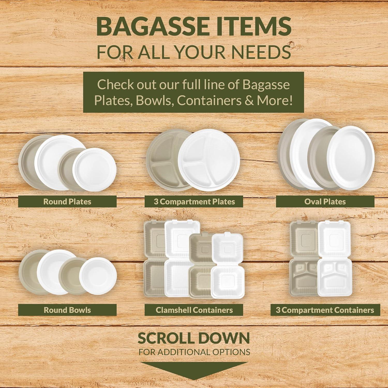 image:imageReli Compostable Clamshell ToGo Containers 90 Pack 8x8 Inch 1 Compartment Disposable Take Out Food ContainersTo Go Boxes Biodegradable To Go Containers Bagasse Clam shell Brown 8x8