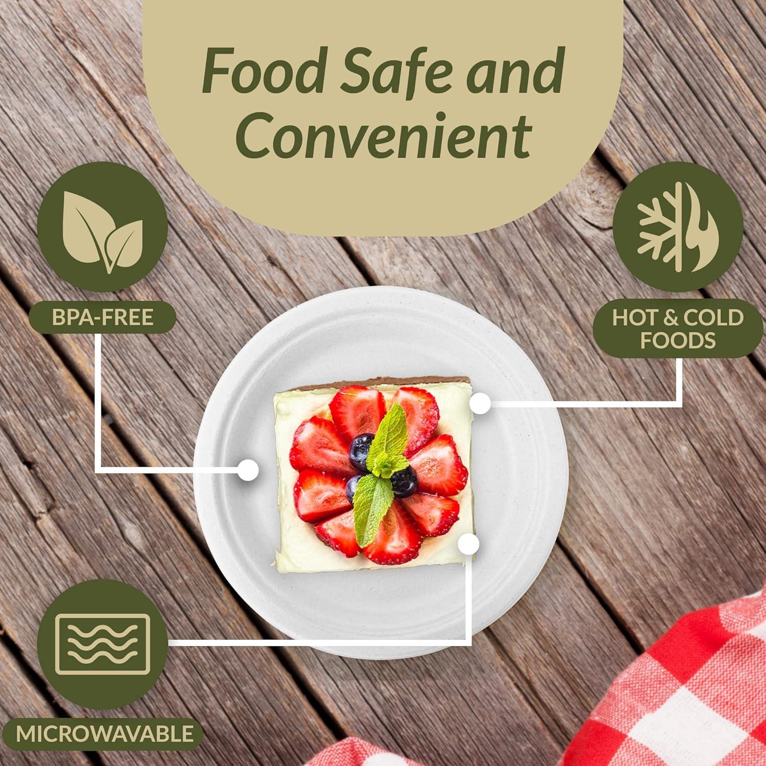 image:imageReli Compostable Paper Plates 7 Inch 250 Pack Bulk White Disposable Plates 7 Heavy Duty Paper Eco Friendly Made of Sugarcane FibersBagasse BiodegradableCompostable Small