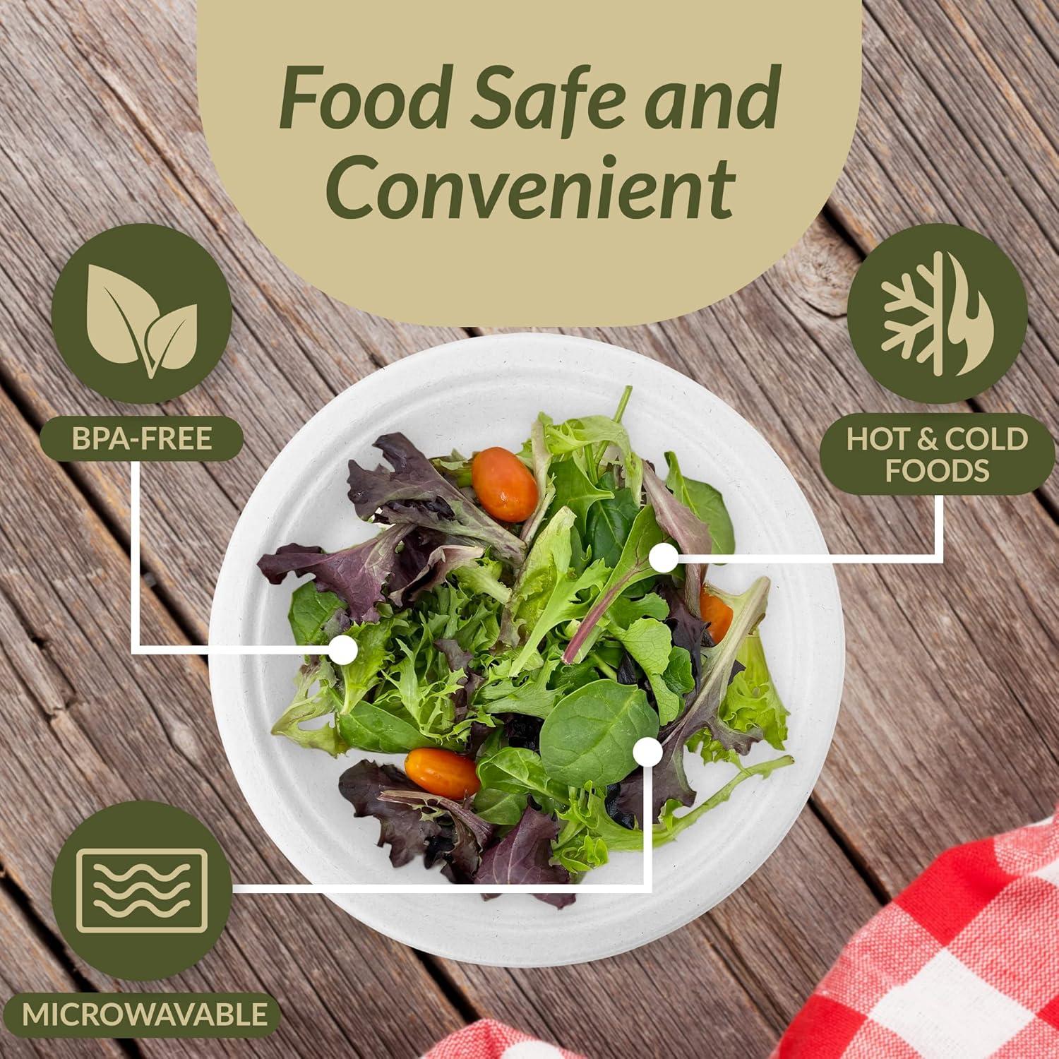 image:imageReli Compostable Paper Plates 9 Inch 140 Pack Bulk White Disposable Plates 9 Heavy Duty Paper EcoFriendly Made of Sugarcane FibersBagasse BiodegradableCompostable
