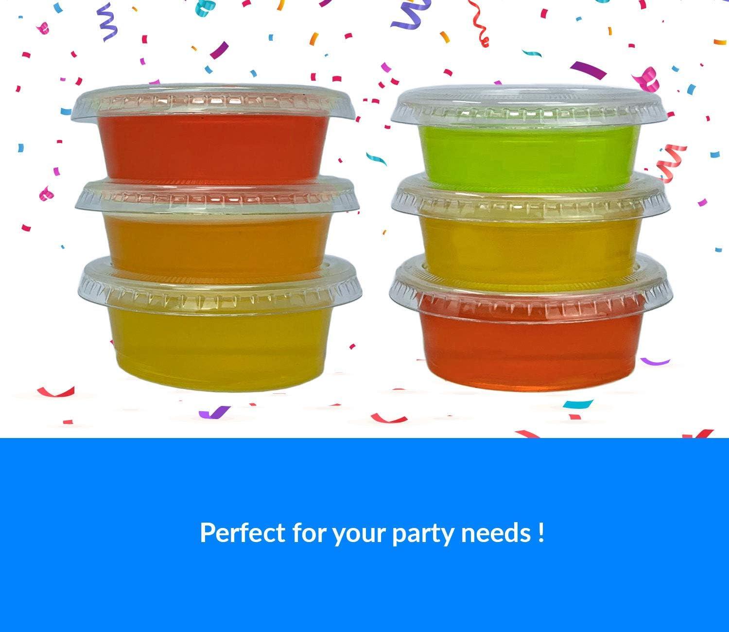 image:imageReli Condiment Cups with Lids 15 oz 500 Sets Bulk Jello Shot CupsPlastic Disposable Portion Cups 1 oz 15oz Capacity PortionSouffle 1oz for Condiments Bulk