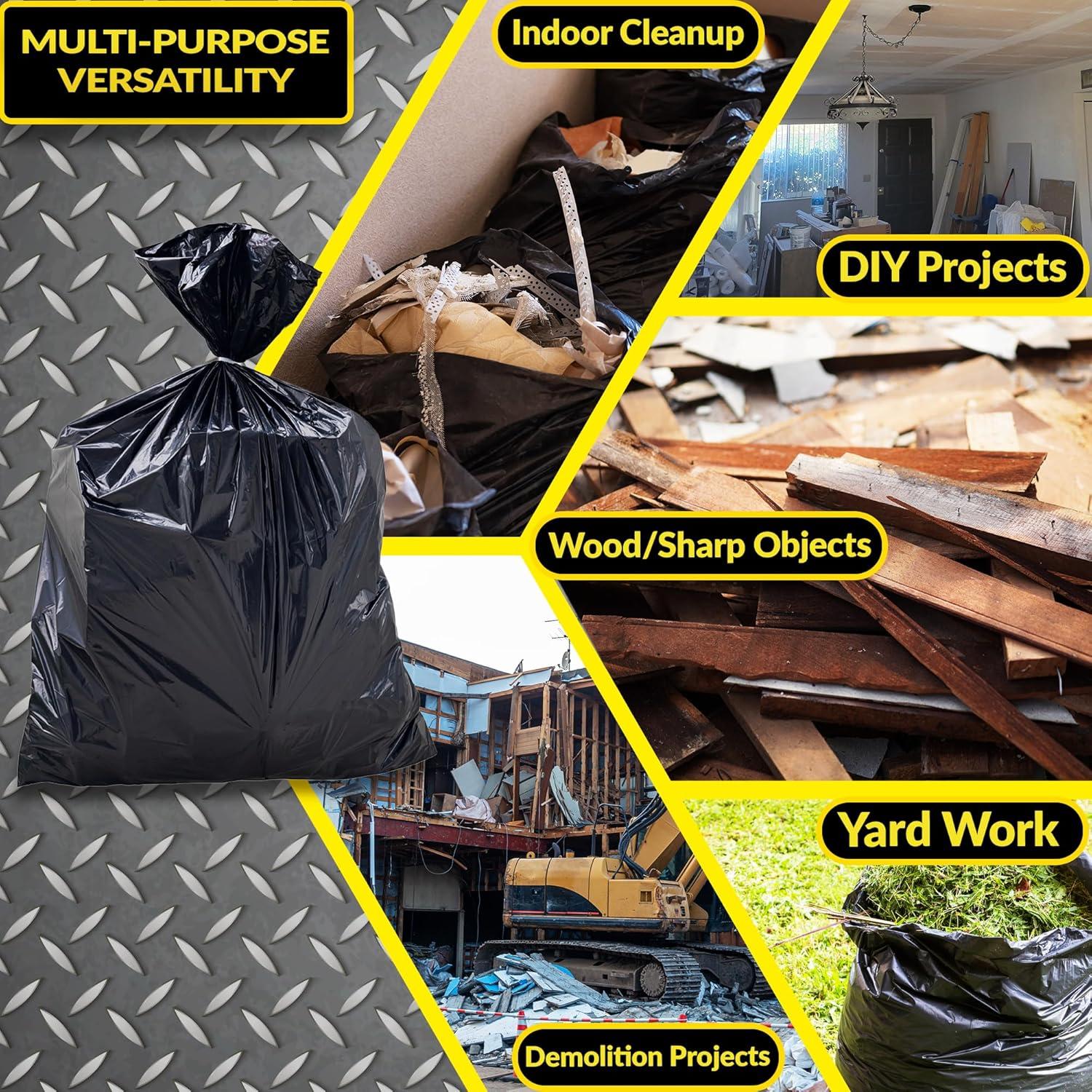 image:imageReli Contractor Garbage Bags 55 Gallon 40 Trash Bags Heavy Duty Black Contractor