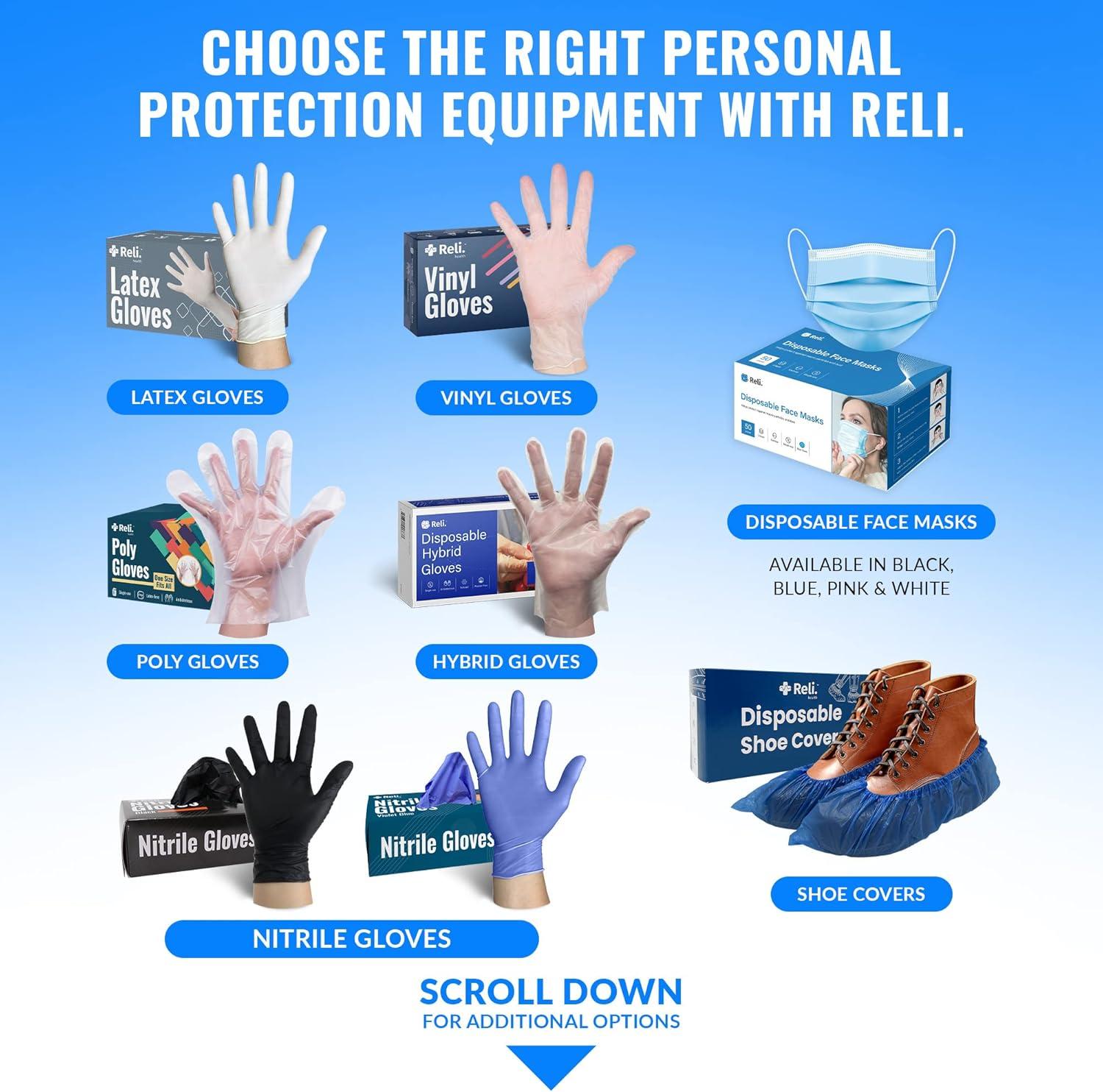 image:imageReli Latex Gloves Small 1100 Bulk Pack Disposable PowderFree White Gloves NonSterile All Purpose for Cleaning Automotive Cooking Industrial Laboratory Single Use Small