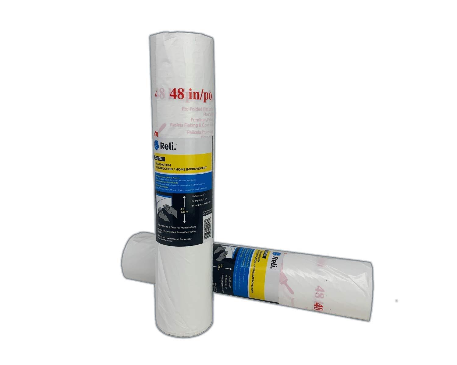 image:imageReli Masking Film 10 Rolls Bulk 180 Foot x 48 Inch Masking Plastic Film for Painting Automotive PreFolded Compatible with HandMasker Plastic in Bulk 10 Pack10