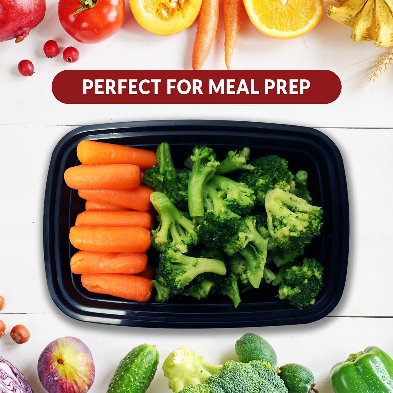image:imageReli Meal Prep Containers 24 oz 50 Pack 1 Compartment Food Container wLids Microwavable Food Storage To Go Black Reusable Bento BoxLunch Box for Meal Prep