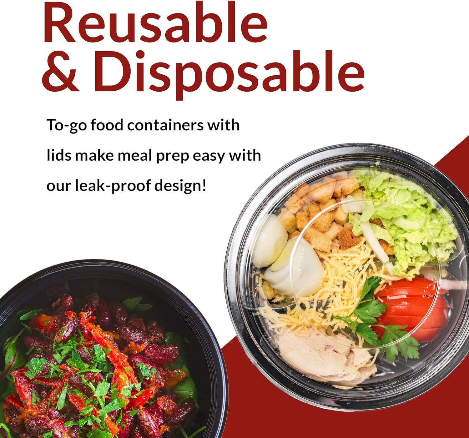 image:imageReli Meal Prep Containers 32 oz 45 Pack Reusable Meal Prep BowlsFood Containers Microwavable Bowls with Airtight Lids Black Food Storage