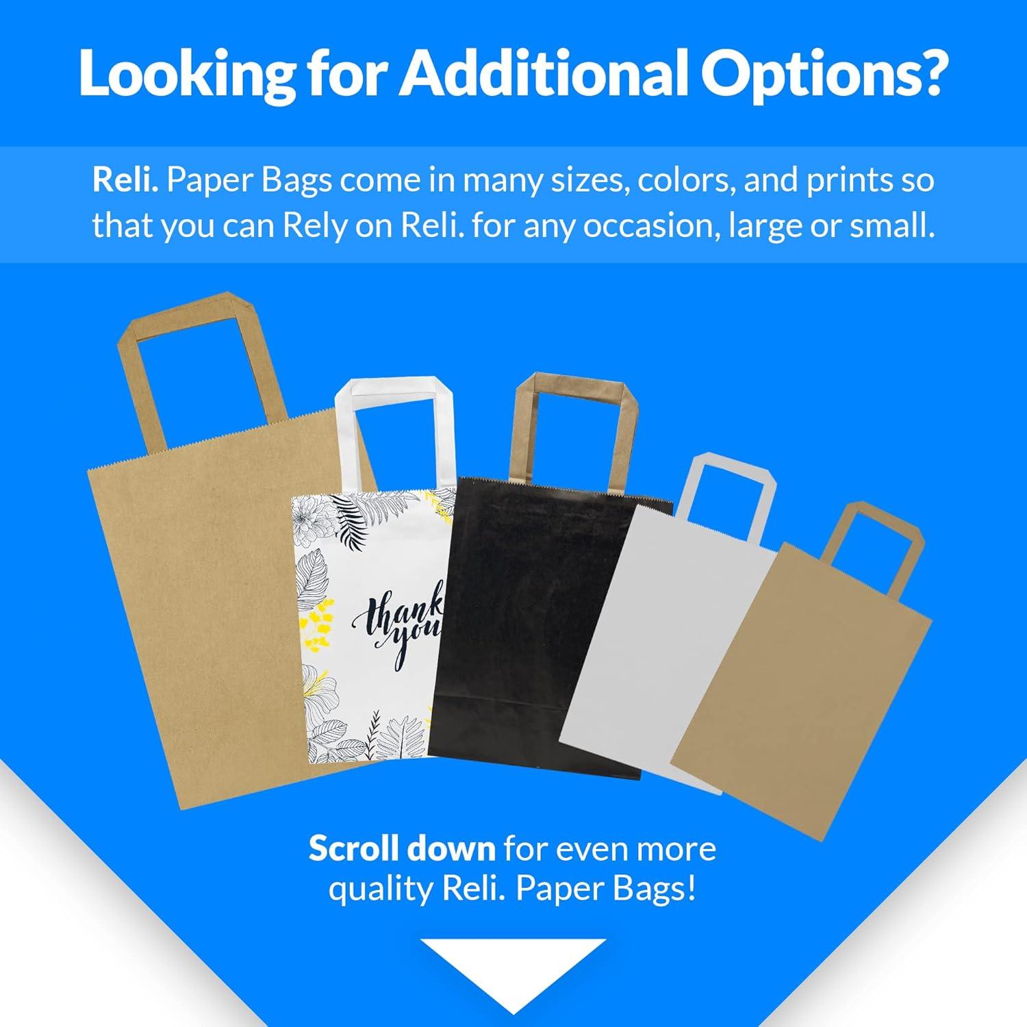 image:imageReli Paper Bags 110 Pcs Bulk 8x45x1025 Paper Thank You Bags Brown Kraft Handles Printed Small Thank You Giftbag for Guests Gifts Wedding Merchandise Business