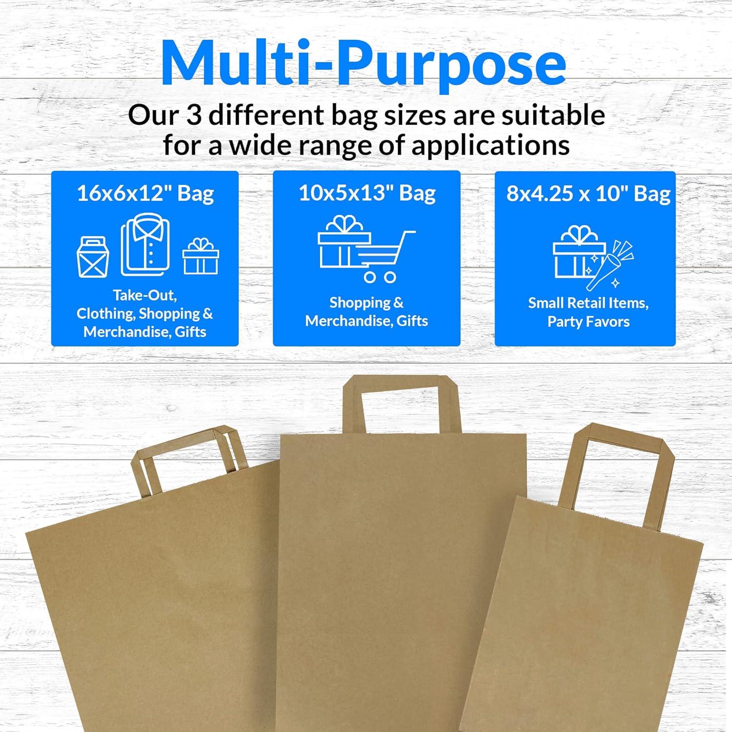image:imageReli Paper Bags wHandles Kraft Assorted Large Sizes 75 Pcs 25 Each Size Bulk 8x425x1010x5x1316x6x12 Brown Paper Bag Combo Pack Retail BagsShopping Gifts