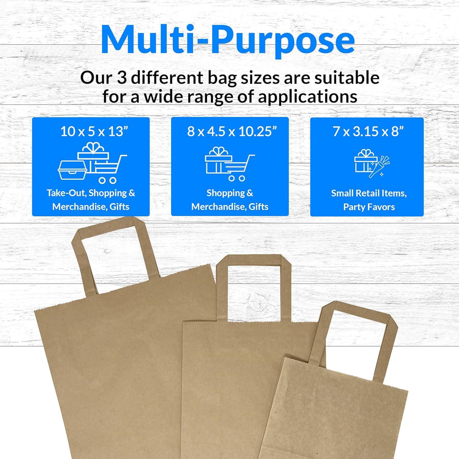 image:imageReli Paper Bags with Handles Kraft 90 Pcs Total 30 Pcs Each Size Bulk Paper Bag Combo Pack 7x315x88x45x102510x5x13 Retail Shopping Gifts amp Business