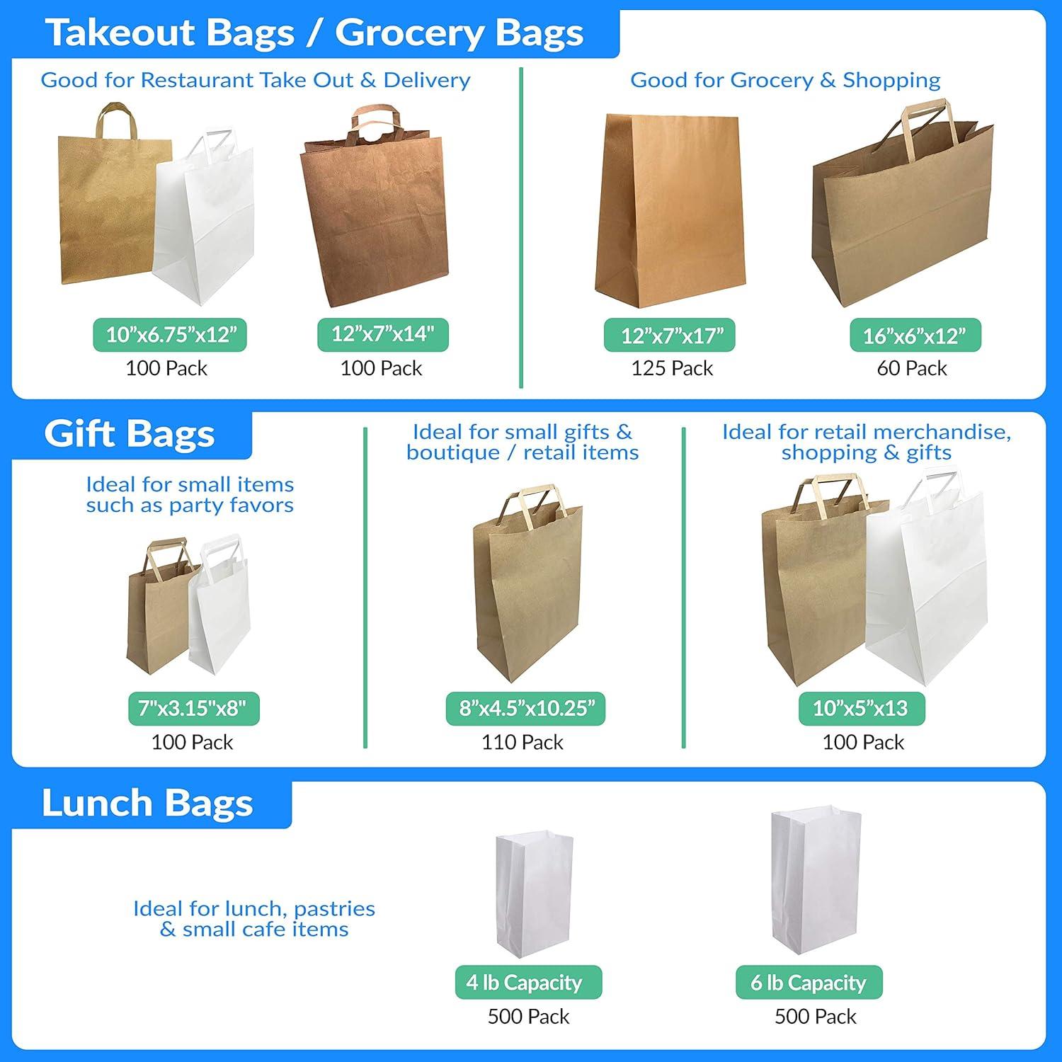 image:imageReli Paper Shopping Bags 60 Pcs Large 16x6x12 Brown Paper Bags with Handles Heavy Duty 68 lbs Basis Kraft With Wide Base Take OutTo Go Retail Shopping Restaurant1 Count Pack of 120