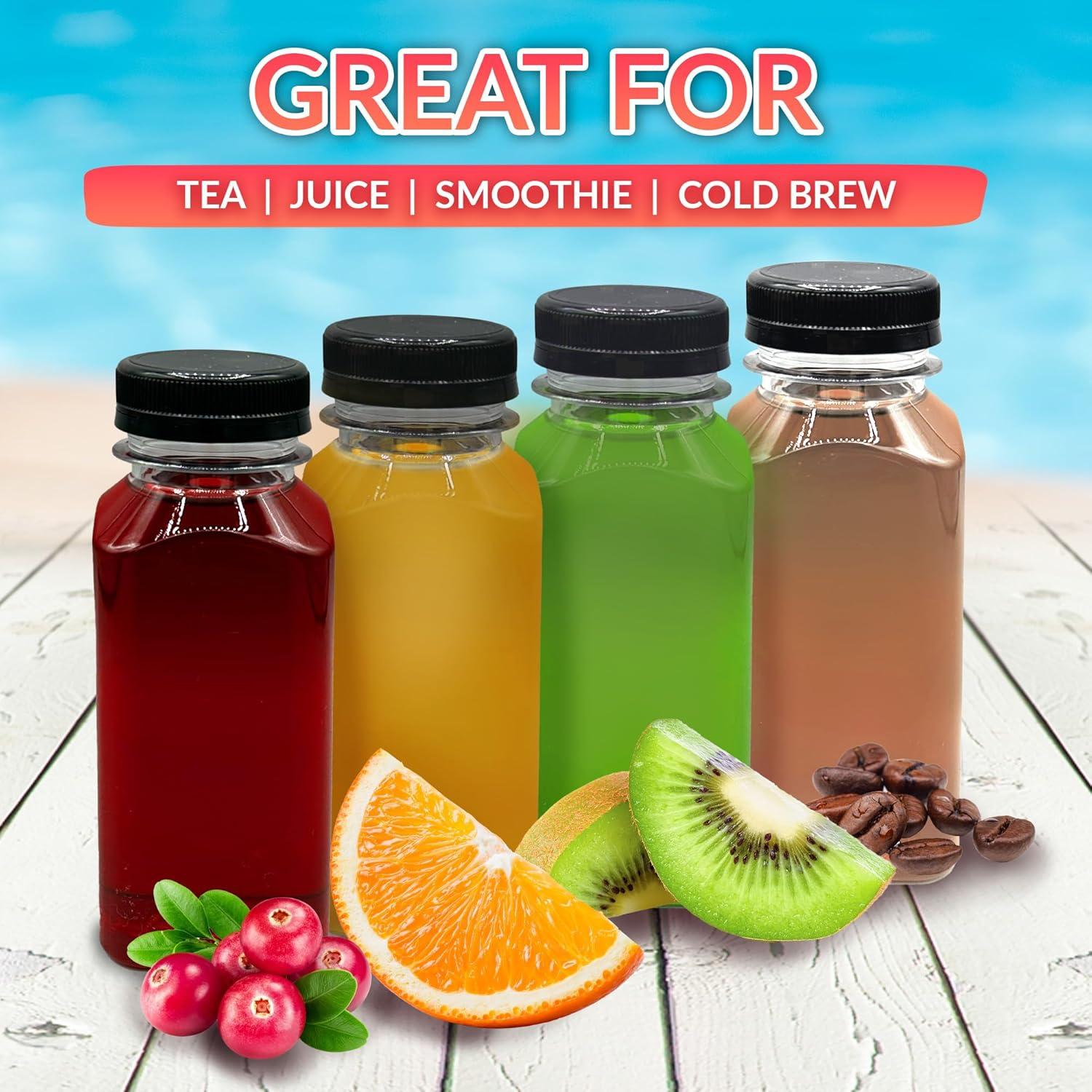 image:imageReli Plastic Juice Bottles 24 Pack 8 oz Square Plastic Juice Bottles with Caps amp Sticker Labels Clear Empty for Juicing 8oz Disposable Reusable Containers for Juicing Smoothies