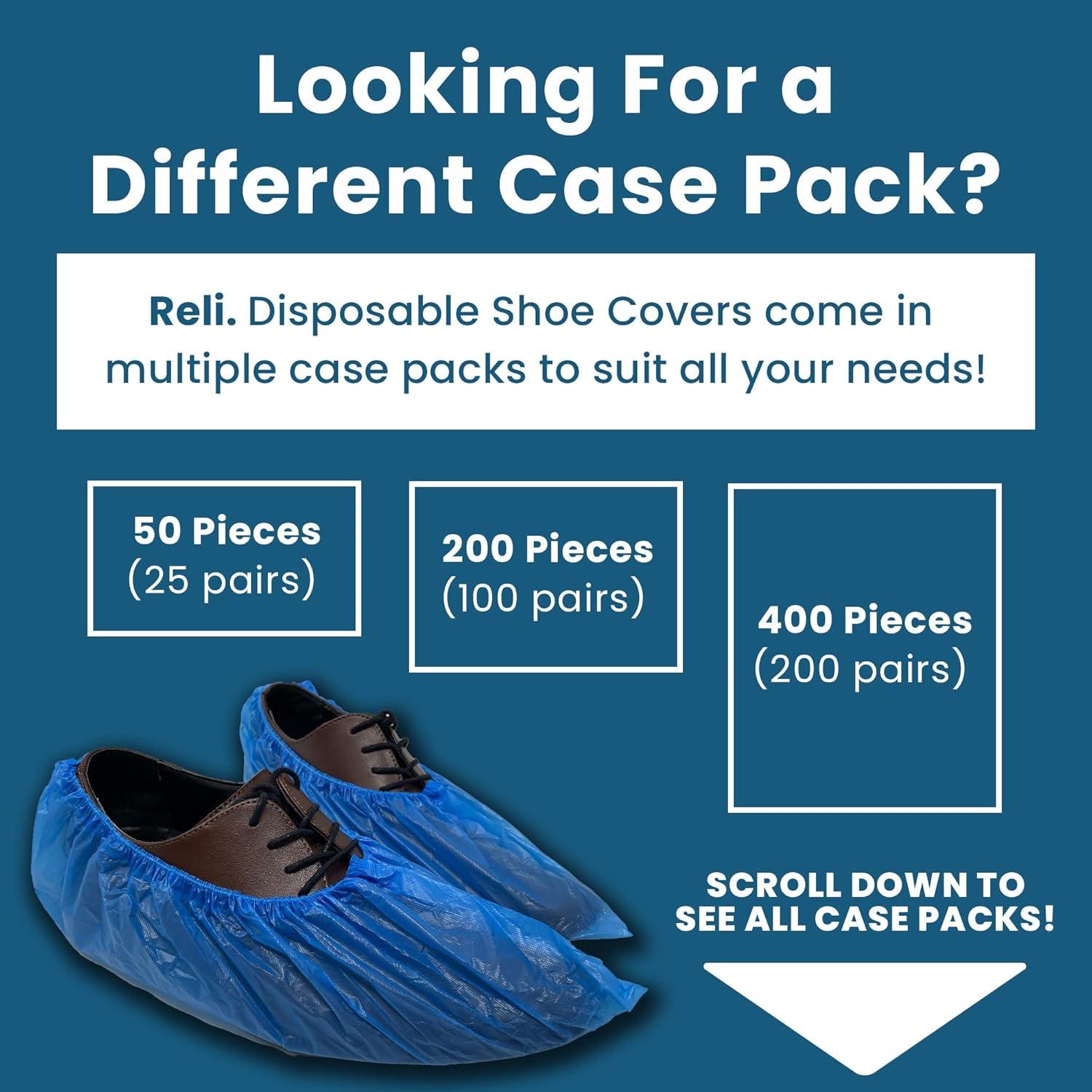 image:imageReli Shoe Covers Disposable 50 Pack 25 Pairs One Size Fits All Non Slip Disposable Shoe Covers for Indoors Disposable Booties Shoe Protector Waterproof Plastic Single Use Blue