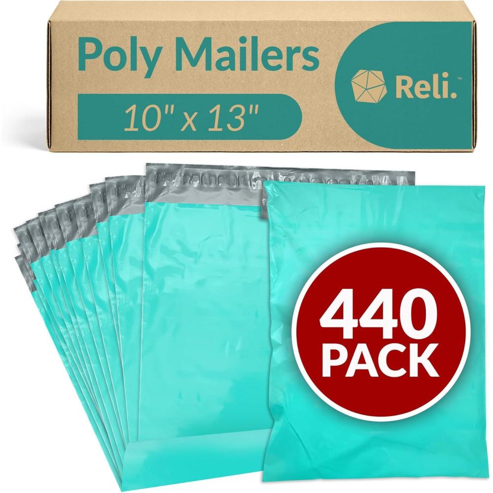 image:imageReli 440 Pcs 10x13 Poly Mailers Teal Bulk Shipping Bags for Clothing Poly Bags for Shipping Small Business MailingPackaging 10x13 Inch NonPadded EnvelopesSelf Sealing