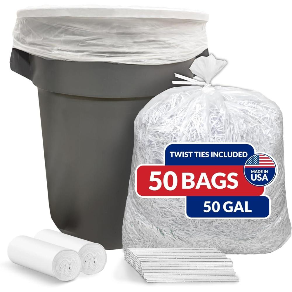 image:imageReli 50 Gallon Trash Bags Heavy Duty 50 Count  Clear  Twist Ties Included  Extra Tough LeakProof Garbage Bags  Ideal for Large Clean Ups