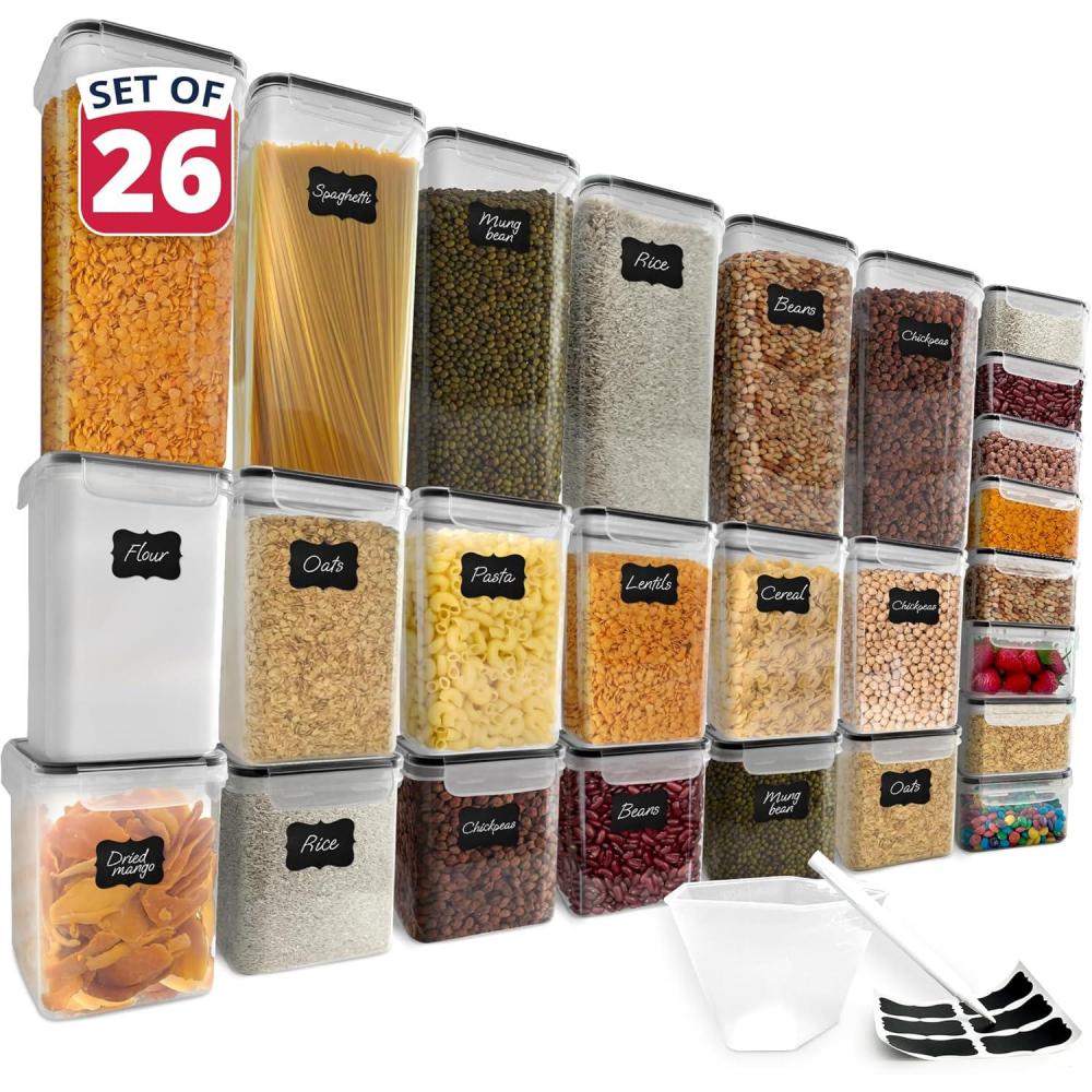 image:imageReli Airtight Food Storage Containers with Lids 26 Sets  Kitchen Organizers and Storage Pantry Organizers  BPA Free Plastic Food Containers  Mega Variety Pack wMeasuring Cup 30 Labels Pen