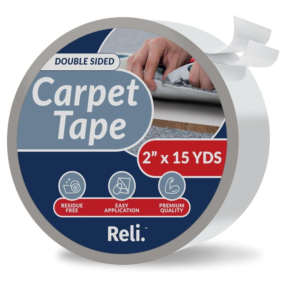 image:imageReli Carpet Tape 2 x 15 Yards Double Sided Carpet Tape for Hardwood Floors Heavy Duty Keeps Rug in Place IndoorOutdoor Rug Sticker for Hardwood Laminate Concrete White
