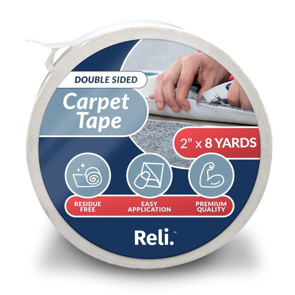 image:imageReli Carpet Tape  2 x 8 Yards  Double Sided Carpet Tape for Hardwood Floors  Heavy Duty Keeps Rug in Place  IndoorOutdoor Rug Sticker for Hardwood Laminate Concrete White