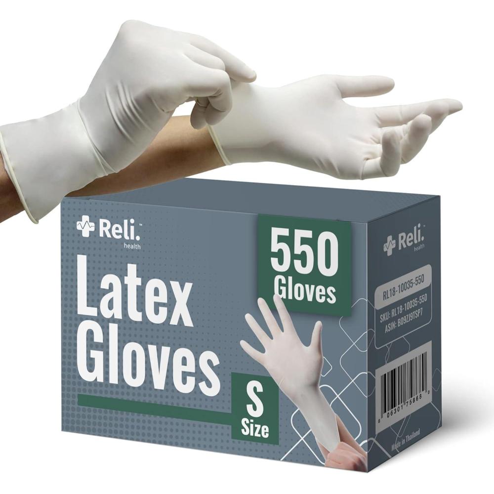 image:imageReli Latex Gloves Small 550 Bulk Pack  Disposable  PowderFree  White Gloves NonSterile  All Purpose for Cleaning Automotive Cooking Industrial Laboratory  Single Use Small