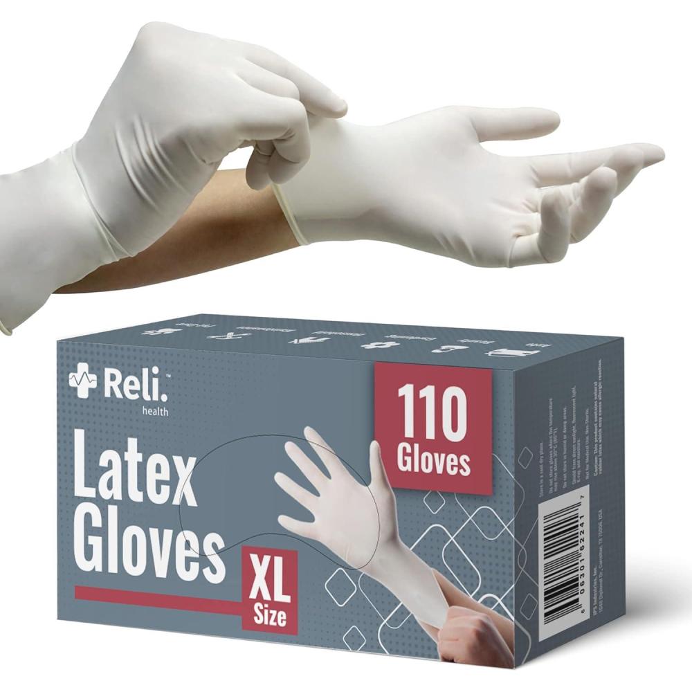 image:imageReli Latex Gloves XLarge 110 Count Disposable PowderFree White Gloves NonSterile All Purpose  Cleaning Automotive Cooking Industrial Laboratory Single Use