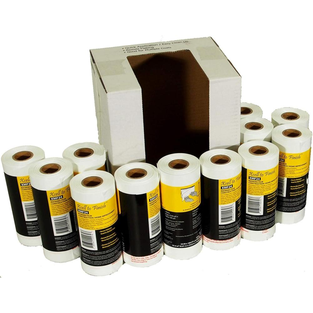 image:imageReli Masking Film 12 Rolls Bulk 180 Foot x 24 Inch  Masking Plastic Film for Painting Automotive  PreFolded Plastic in Bulk12