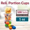 Reli. 1 oz Condiment Containers with Lids (100 sets) | Ideal for Sauce, Souffle, Samples, Jello Shot Cups | Disposable, BPA-Free Plastic | Small Containers 1oz, Bulk