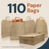 Reli. 10x5x13 in. Brown Paper Bags with Handles | 110 Pack | Kraft Paper Shopping Bags with Flat Handles Bulk | Ideal for Gifts, Retail, Shopping, Merchandise, Take Out/To Go, Party, Crafts
