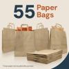 Reli. 10x5x13 in. Brown Paper Bags with Handles | 55 Pack | Kraft Paper Shopping Bags with Flat Handles | Ideal for Gifts, Retail, Shopping, Merchandise, Take Out/To Go, Party, Crafts