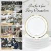 Reli. 110 Pcs Plastic Dinner Plates, Disposable (10.25 inch, White w/Gold Rim) Heavy Duty Plates for Party, Elegant Dinner, Wedding, Birthday | White, Hard Plastic
