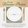 Reli. 110 Pcs Plastic Dinner Plates, Disposable (10.25 inch, White w/Gold Rim) Heavy Duty Plates for Party, Elegant Dinner, Wedding, Birthday | White, Hard Plastic