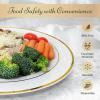 Reli. 110 Pcs Plastic Dinner Plates, Disposable (10.25 inch, White w/Gold Rim) Heavy Duty Plates for Party, Elegant Dinner, Wedding, Birthday | White, Hard Plastic