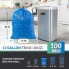 Reli. 13 Gallon Trash Bags Drawstring (100 Count) | Tall Kitchen Garbage Bags, Unscented | Ideal for Kitchen, Home | Blue Recycling Can Liners w/Drawstring