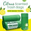 Reli. 4 Gallon Trash Bags Drawstring (200 Count Bulk) | Citrus Scented Small Trash Bags | Garbage Liners for Bathroom Can | 2 Gal – 3 Gallon – 4 Gal Small Can Liners (Green)