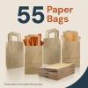 Reli. 5.25×3.25×8 in. Small Paper Bags with Handles | 55 Pack | Kraft Brown Paper Bags with Flat Handles | Ideal for Gifts, Retail, Shopping, Merchandise, Crafts