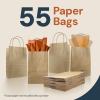 Reli. 5.25×3.25×8 in. Small Paper Bags with Handles | 55 Pack | Kraft Brown Paper Bags with Twist Handles | Ideal for Gifts, Retail, Shopping, Merchandise, Crafts