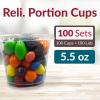 Reli. 5.5 oz Condiment Containers with Lids (100 sets) | Ideal for Sauce, Souffle, Samples, Jello Shot Cups | Disposable, BPA-Free Plastic | Small Containers 5.5oz, Bulk