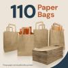 Reli. 8×4.5×10.25 in. Brown Paper Bags with Handles | 110 Pack | Kraft Brown Paper Bags with Flat Handles Bulk | Ideal for Gifts, Retail, Shopping, Merchandise, Crafts
