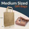 Reli. 8×4.5×10.25 in. Brown Paper Bags with Handles | 110 Pack | Kraft Brown Paper Bags with Flat Handles Bulk | Ideal for Gifts, Retail, Shopping, Merchandise, Crafts