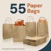 Reli. 8×4.5×10.25 in. Brown Paper Bags with Handles | 55 Pack | Kraft Brown Paper Bags with Twist Handles | Ideal for Gifts, Retail, Shopping, Merchandise, Crafts