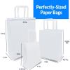 Reli. 90 Pack | Assorted Sizes White Paper Bags w/Handles | 7×3.15×8, 8×4.5×10.25, 10x5x13 | 30 Pcs Each Size | Paper Bag Combo Pack | Retail Shopping, Gifts