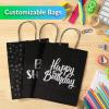 Reli. Black Paper Bags (55 Pack) 8 x 4.5 x 10.25 | Black Gift Bags with Handles, Kraft Paper | Multi-Purpose for Shopping, Retail, Small Gifts, Takeout, DIY Party Favors