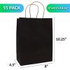 Reli. Black Paper Bags (55 Pack) 8 x 4.5 x 10.25 | Black Gift Bags with Handles, Kraft Paper | Multi-Purpose for Shopping, Retail, Small Gifts, Takeout, DIY Party Favors