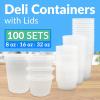 Reli. Deli Containers with Lids (100 Sets) 8oz, 16oz, 32oz Variety Pack | Disposable Plastic Food Storage Containers for Soup | BPA Free Microwave Freezer Safe | 8oz (40 pc) 16oz (40pc) 32oz (20 pc)