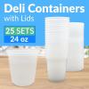 Reli. Deli Containers with Lids (25 Sets) 24 oz Plastic Containers with Lids | Plastic Soup Cups for To Go, Meal Prep, Food Storage | BPA Free & Disposable | Microwave, Dishwasher, Freezer Safe