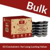 Reli. Meal Prep Containers, 12 oz. | 55 Pack | Small 1 Compartment Food Containers with Lids | Microwavable Food Storage | Black Reusable Bento Box/Lunch Box for Meal Prep, Small